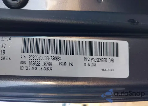 2015 Dodge Challenger Srt 392 z USA, uszkodzony, nr VIN 2C3CDZDJ3FH730664